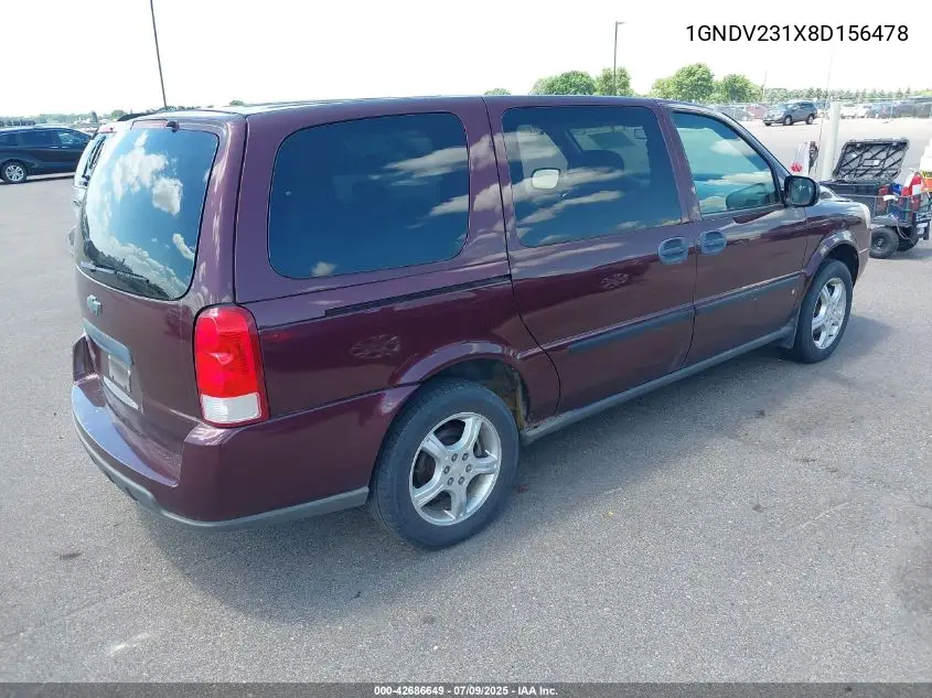 2008 Chevrolet Uplander Ls VIN: 1GNDV231X8D156478 Lot: 42686649