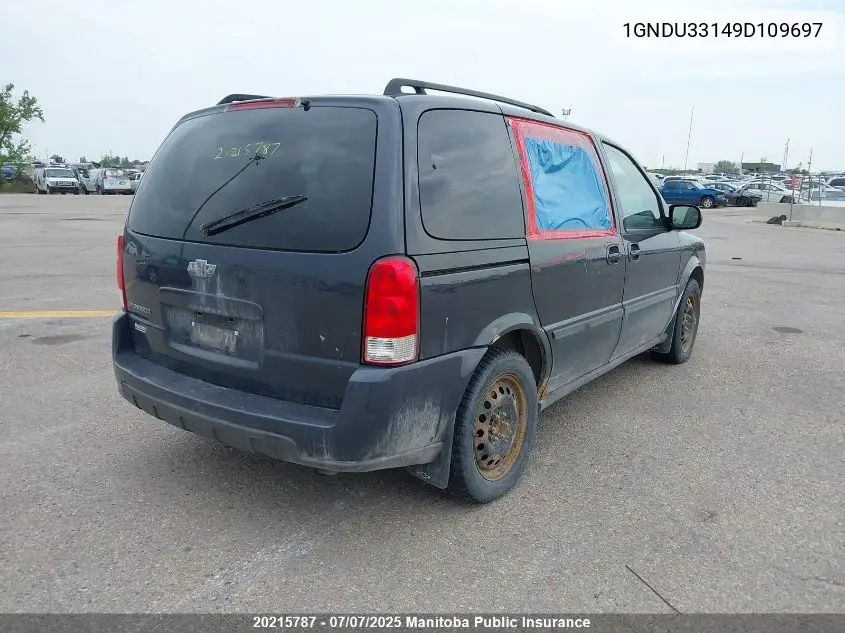 2009 Chevrolet Uplander Ls VIN: 1GNDU33149D109697 Lot: 20215787