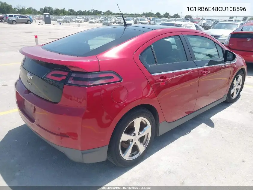 2012 Chevrolet Volt VIN: 1G1RB6E48CU108596 Lot: 42762492
