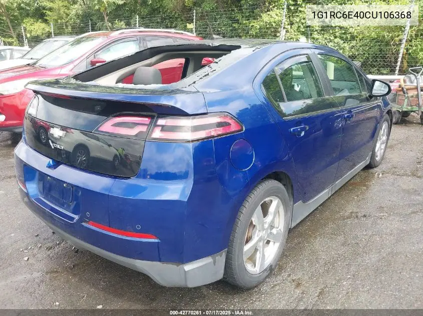 2012 Chevrolet Volt VIN: 1G1RC6E40CU106368 Lot: 42770261