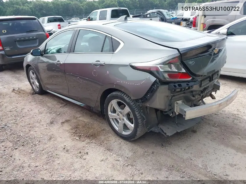 2017 Chevrolet Volt Lt VIN: 1G1RA6S53HU100722 Lot: 42805006