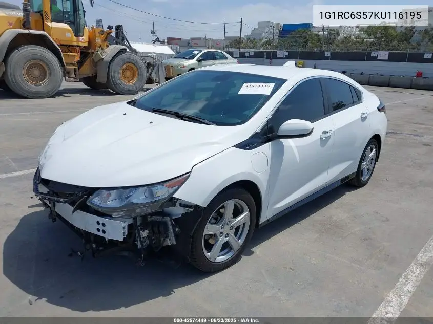 2019 Chevrolet Volt Lt VIN: 1G1RC6S57KU116195 Lot: 42574449