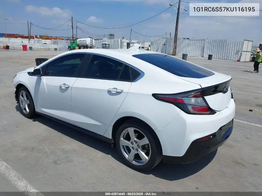 2019 Chevrolet Volt Lt VIN: 1G1RC6S57KU116195 Lot: 42574449