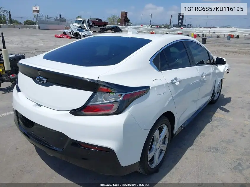 2019 Chevrolet Volt Lt VIN: 1G1RC6S57KU116195 Lot: 42574449