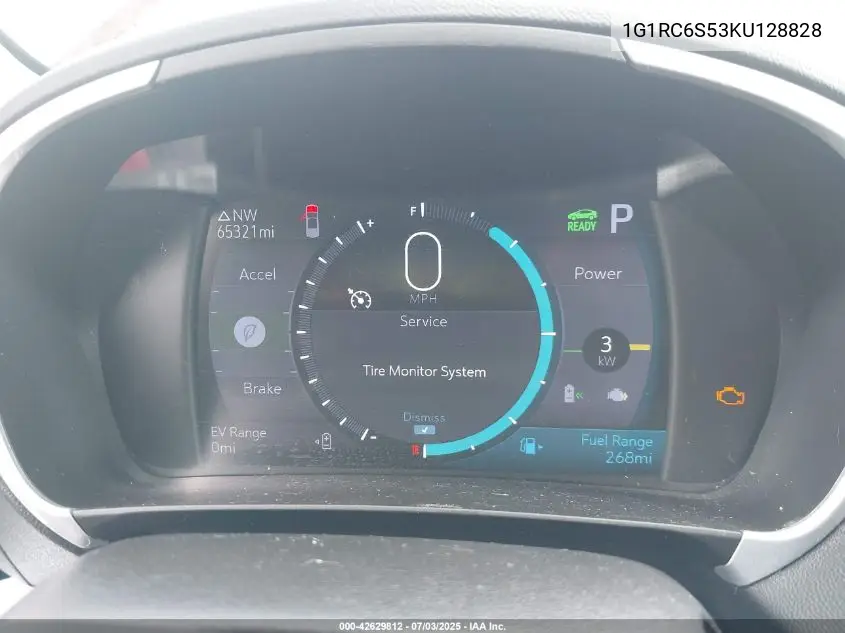 2019 Chevrolet Volt Lt VIN: 1G1RC6S53KU128828 Lot: 42629812