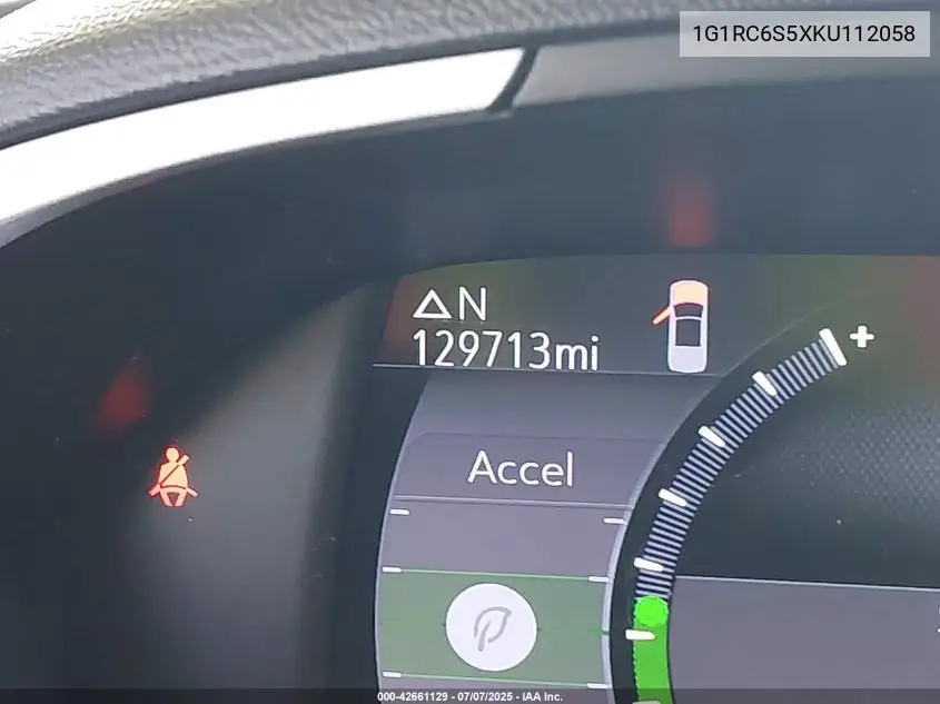 2019 Chevrolet Volt Lt VIN: 1G1RC6S5XKU112058 Lot: 42661129