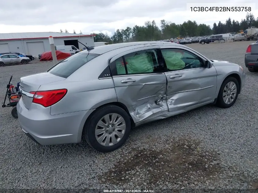 2011 Chrysler 200 Lx VIN: 1C3BC4FB2BN553758 Lot: 42187567