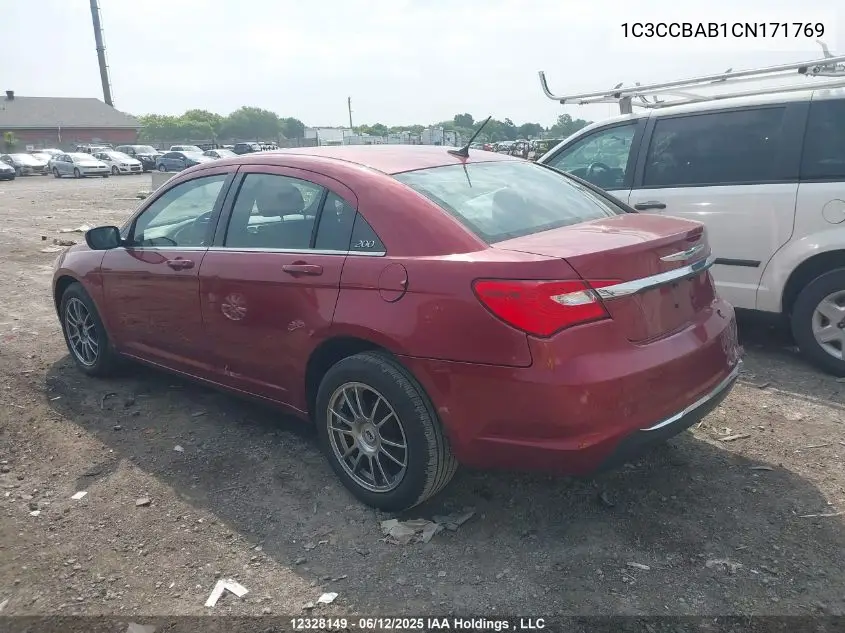 2012 Chrysler 200 Lx VIN: 1C3CCBAB1CN171769 Lot: 12328149