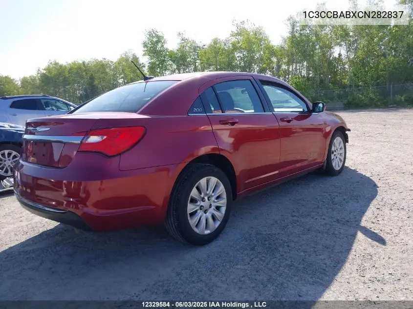 2012 Chrysler 200 Lx VIN: 1C3CCBABXCN282837 Lot: 12329584