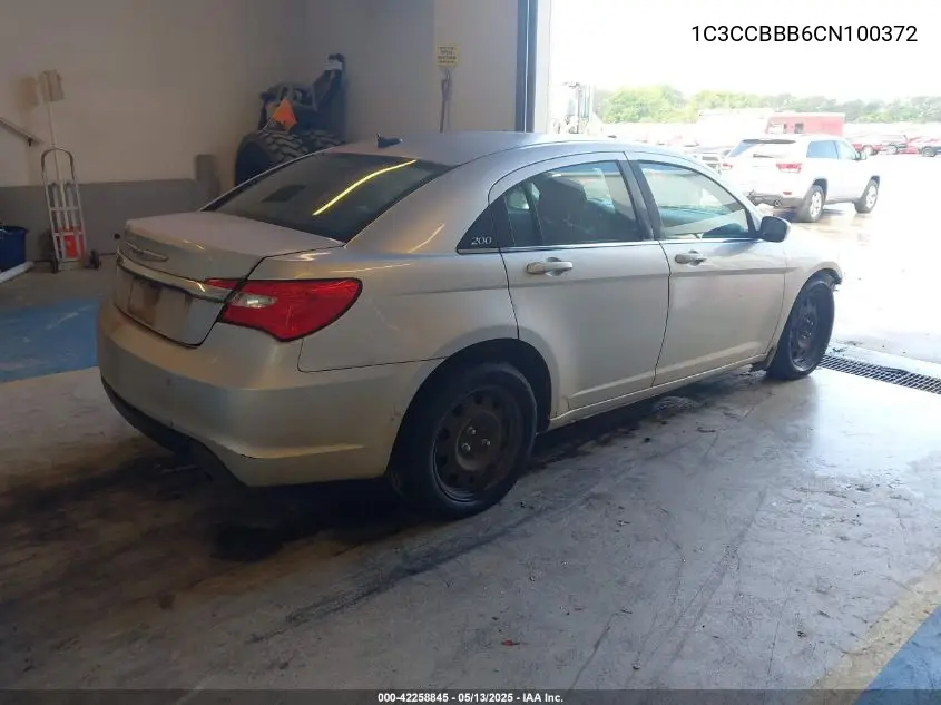 2012 Chrysler 200 Touring VIN: 1C3CCBBB6CN100372 Lot: 42258845