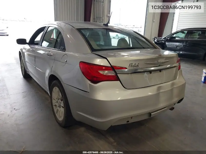 2012 Chrysler 200 Lx VIN: 1C3CCBAB6CN199793 Lot: 42576468