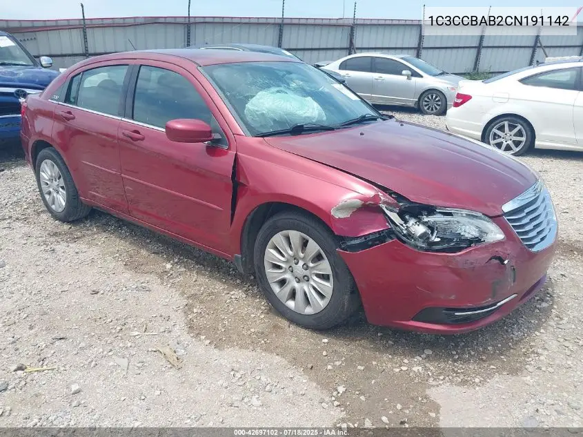 2012 Chrysler 200 Lx VIN: 1C3CCBAB2CN191142 Lot: 42697102