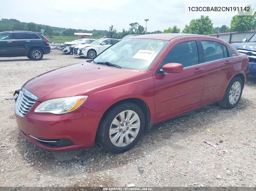 2012 Chrysler 200 Lx VIN: 1C3CCBAB2CN191142 Lot: 42697102