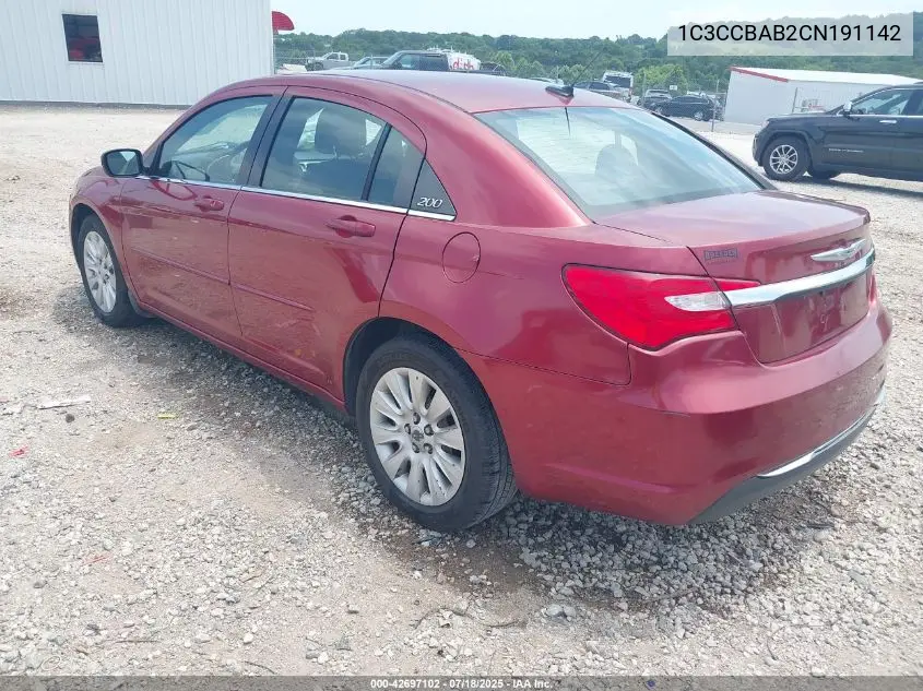 2012 Chrysler 200 Lx VIN: 1C3CCBAB2CN191142 Lot: 42697102