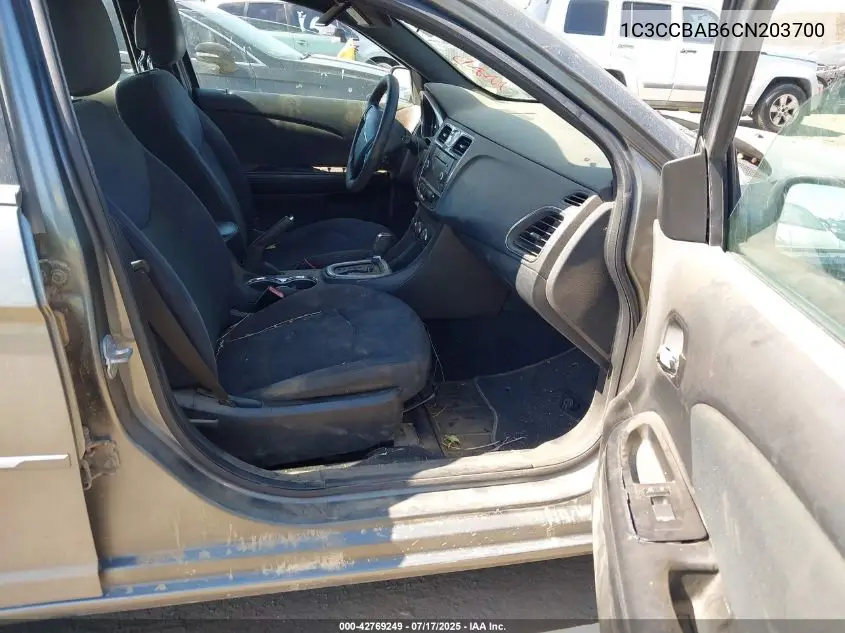 2012 Chrysler 200 Lx VIN: 1C3CCBAB6CN203700 Lot: 42769249