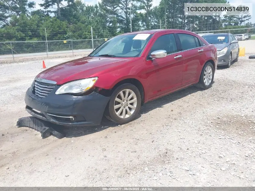 2013 Chrysler 200 Limited VIN: 1C3CCBCG0DN514839 Lot: 42592577