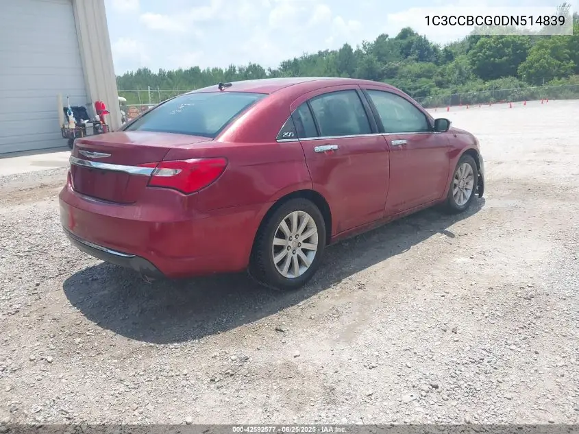 2013 Chrysler 200 Limited VIN: 1C3CCBCG0DN514839 Lot: 42592577