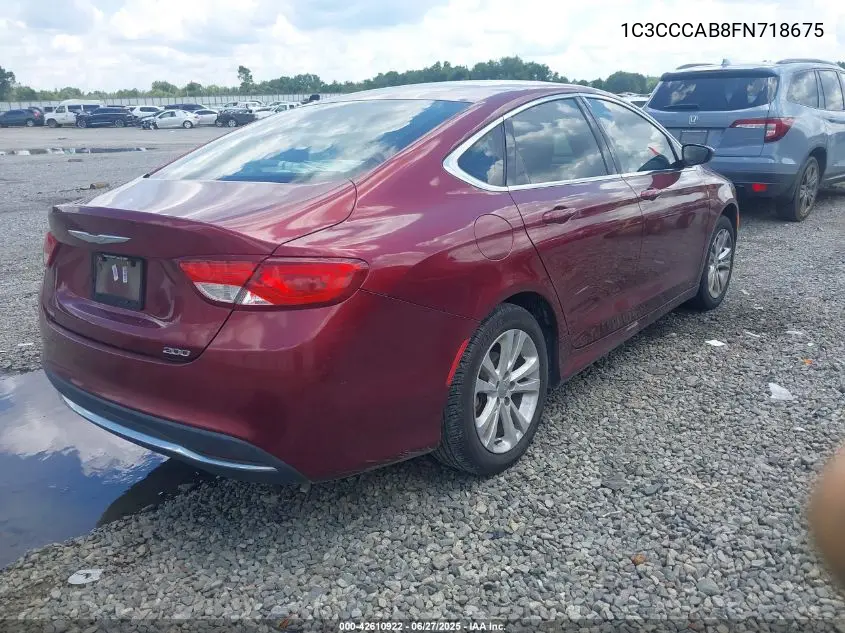 2015 Chrysler 200 Limited VIN: 1C3CCCAB8FN718675 Lot: 42610922