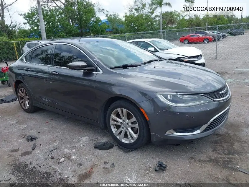 2015 Chrysler 200 Limited VIN: 1C3CCCABXFN700940 Lot: 42618405