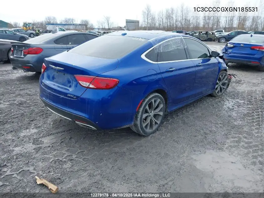 2016 Chrysler 200 C VIN: 1C3CCCCGXGN185531 Lot: 12279178
