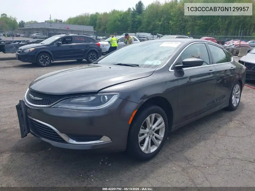 2016 Chrysler 200 Limited VIN: 1C3CCCAB7GN129957 Lot: 42251792