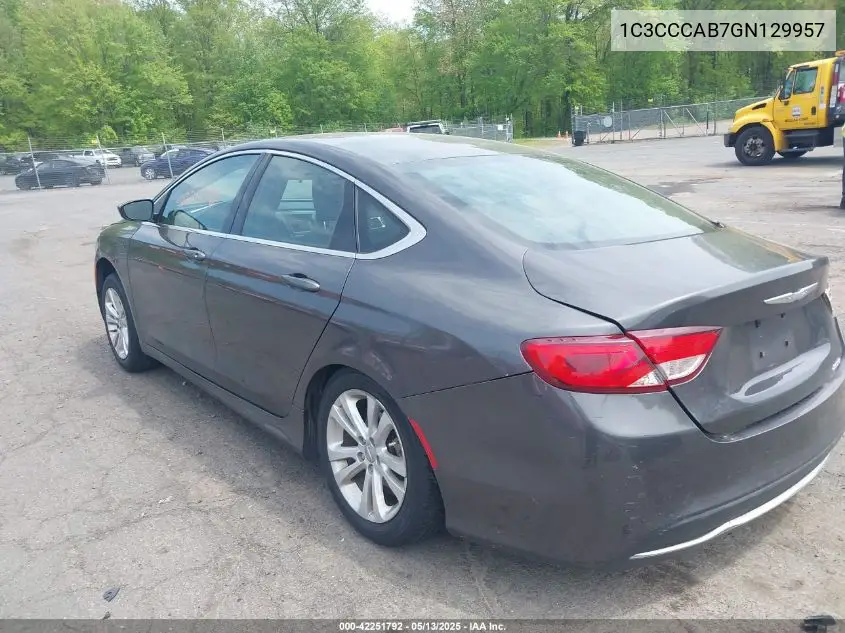 2016 Chrysler 200 Limited VIN: 1C3CCCAB7GN129957 Lot: 42251792