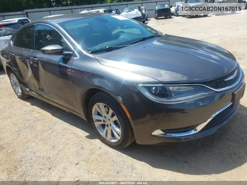 2016 Chrysler 200 Limited VIN: 1C3CCCAB2GN167015 Lot: 42538071