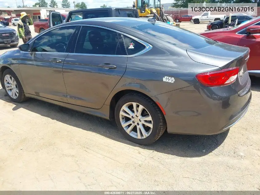 2016 Chrysler 200 Limited VIN: 1C3CCCAB2GN167015 Lot: 42538071