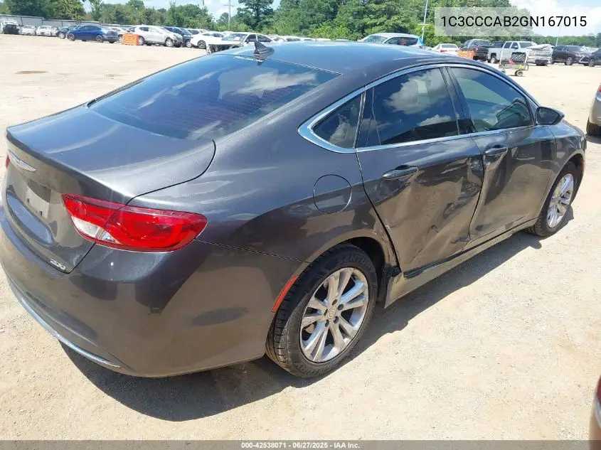 2016 Chrysler 200 Limited VIN: 1C3CCCAB2GN167015 Lot: 42538071
