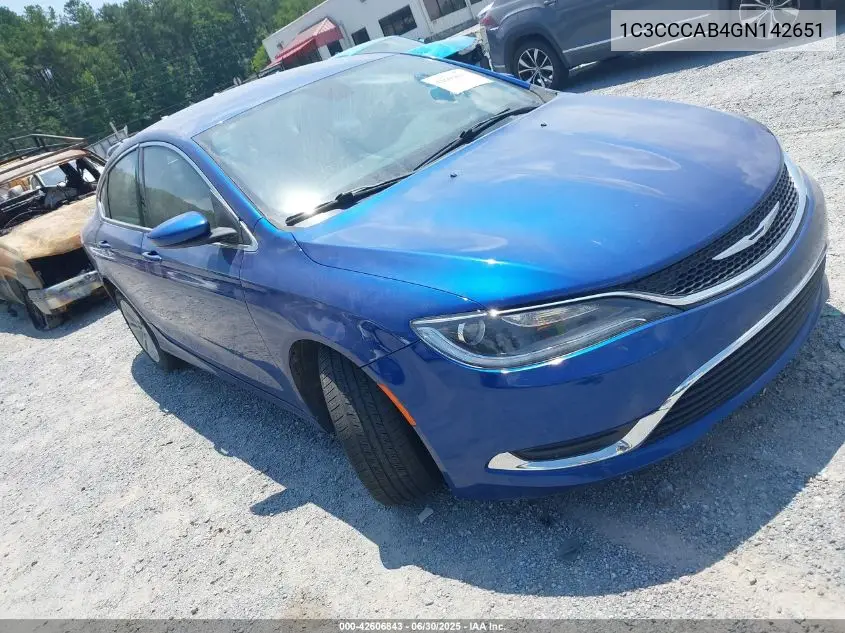 2016 Chrysler 200 Limited VIN: 1C3CCCAB4GN142651 Lot: 42606843