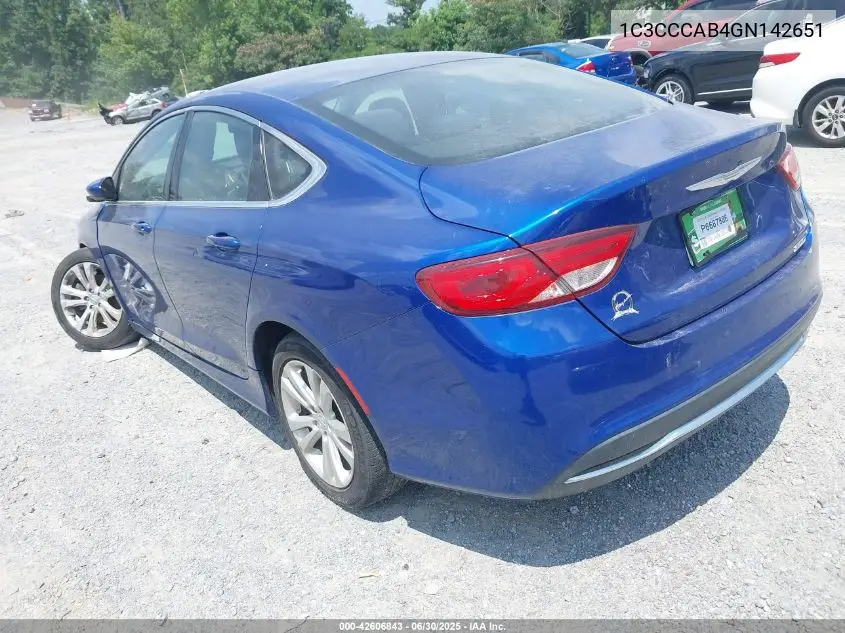 2016 Chrysler 200 Limited VIN: 1C3CCCAB4GN142651 Lot: 42606843