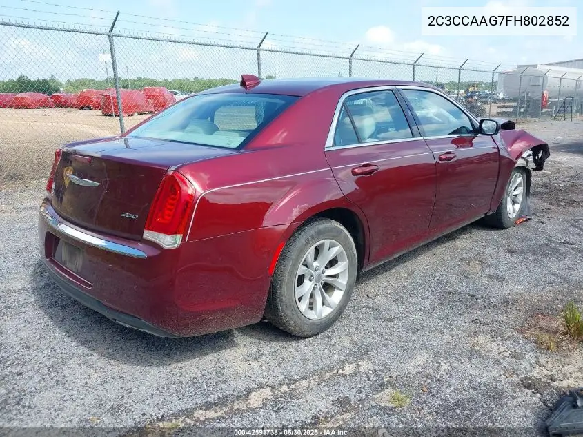 2015 Chrysler 300 Limited VIN: 2C3CCAAG7FH802852 Lot: 42591738