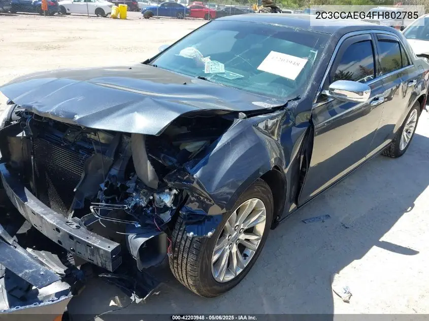2015 Chrysler 300C VIN: 2C3CCAEG4FH802785 Lot: 42203948