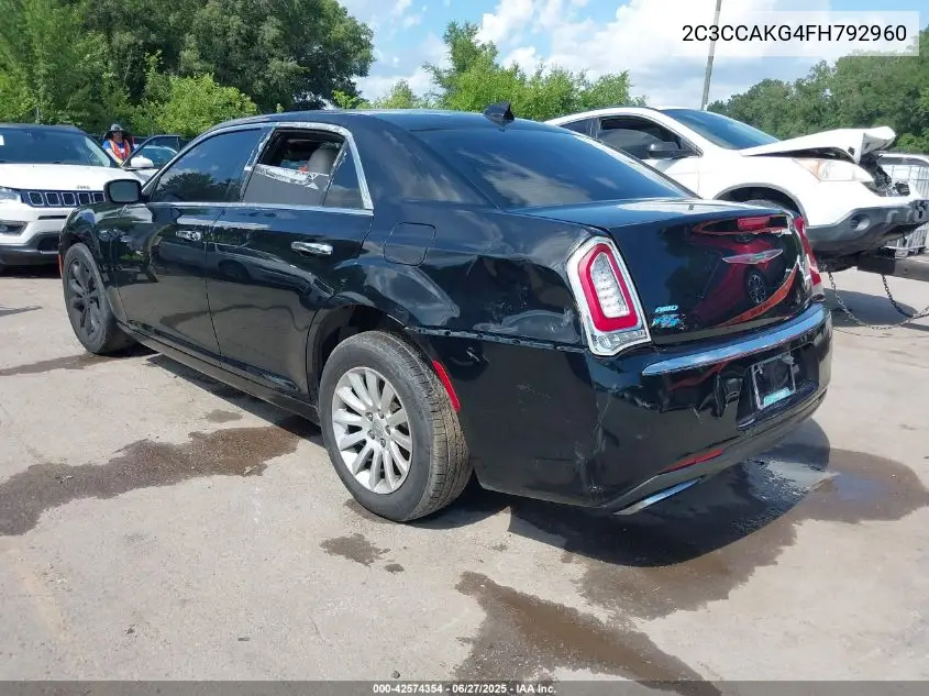 2015 Chrysler 300C Awd VIN: 2C3CCAKG4FH792960 Lot: 42574354