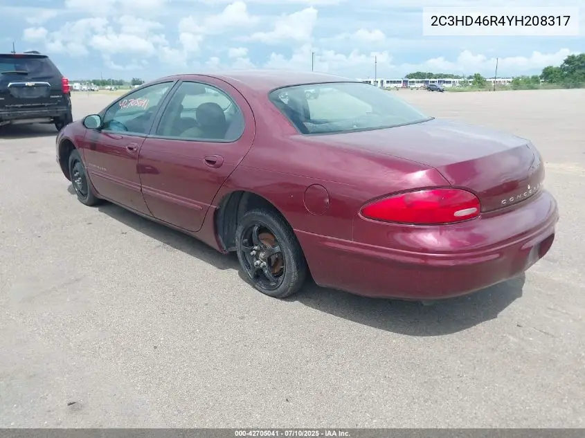 2000 Chrysler Concorde Lx VIN: 2C3HD46R4YH208317 Lot: 42705041