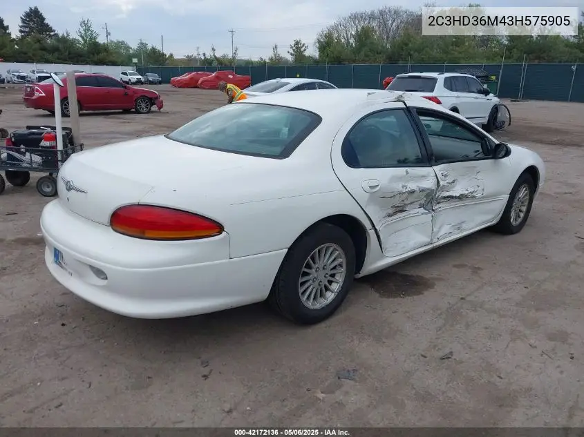 2003 Chrysler Concorde Lxi VIN: 2C3HD36M43H575905 Lot: 42172136