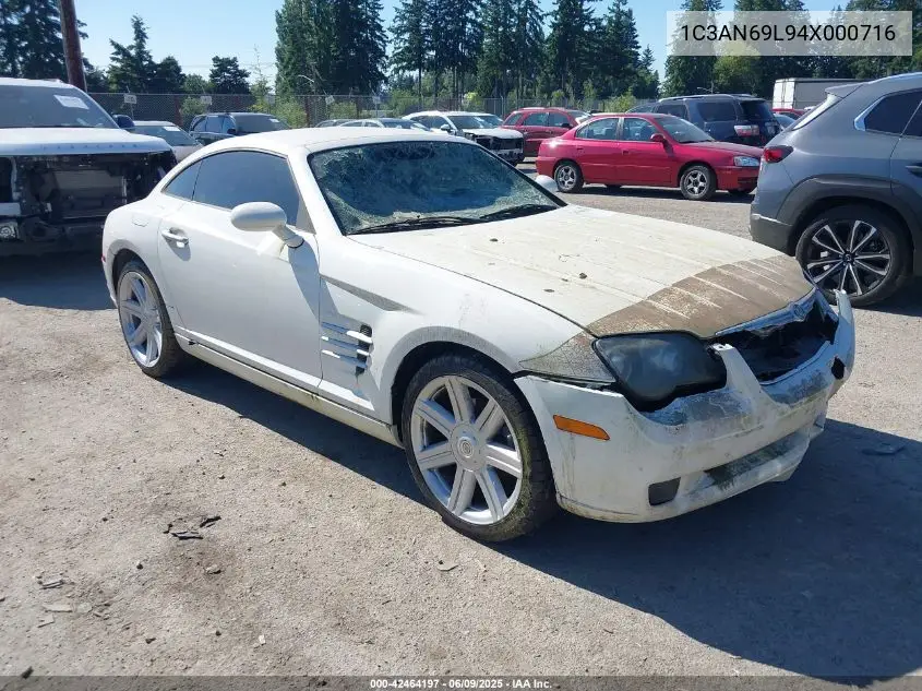 2004 Chrysler Crossfire VIN: 1C3AN69L94X000716 Lot: 42464197