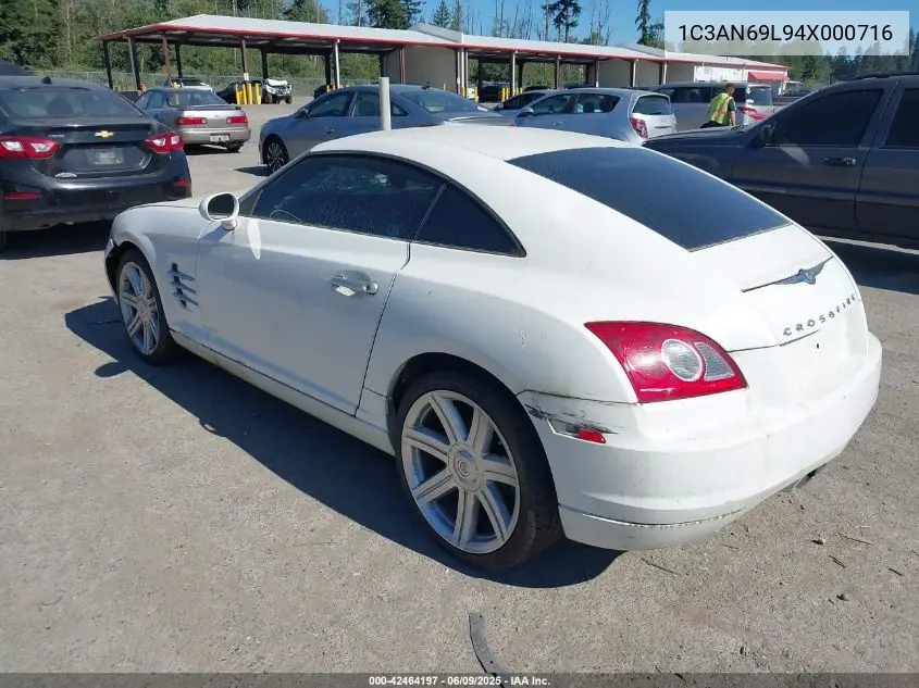 2004 Chrysler Crossfire VIN: 1C3AN69L94X000716 Lot: 42464197