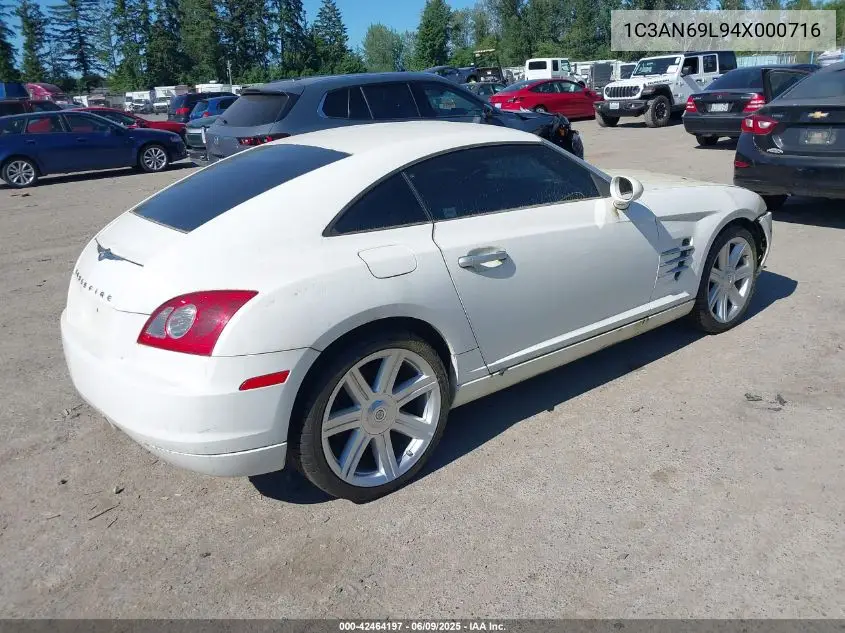 2004 Chrysler Crossfire VIN: 1C3AN69L94X000716 Lot: 42464197