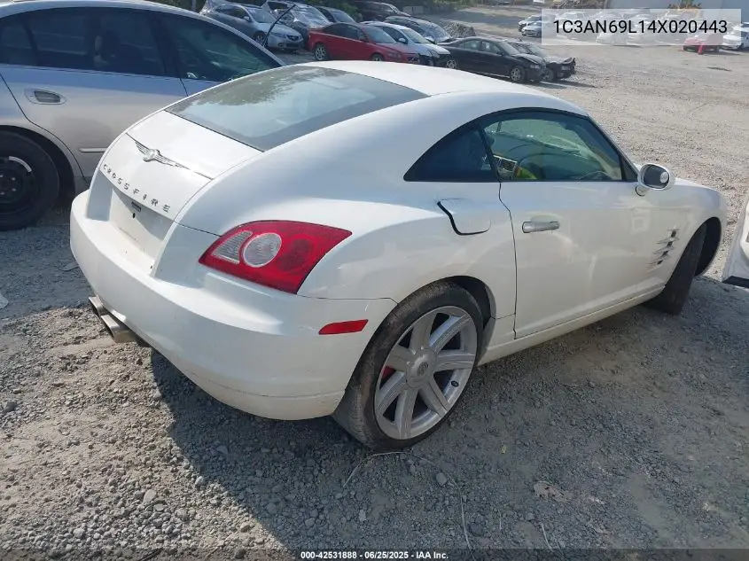2004 Chrysler Crossfire VIN: 1C3AN69L14X020443 Lot: 42531888