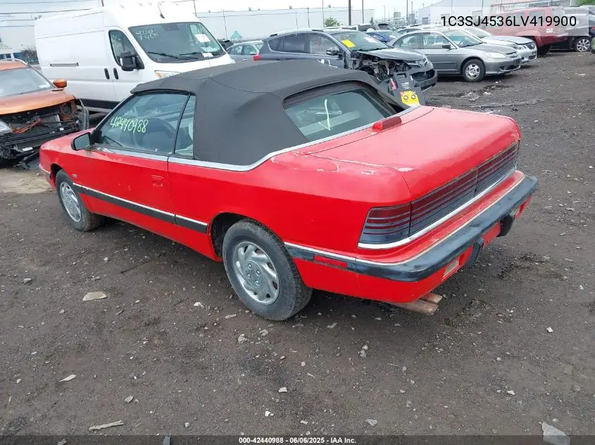1990 Chrysler Lebaron VIN: 1C3SJ4536LV419900 Lot: 42440988
