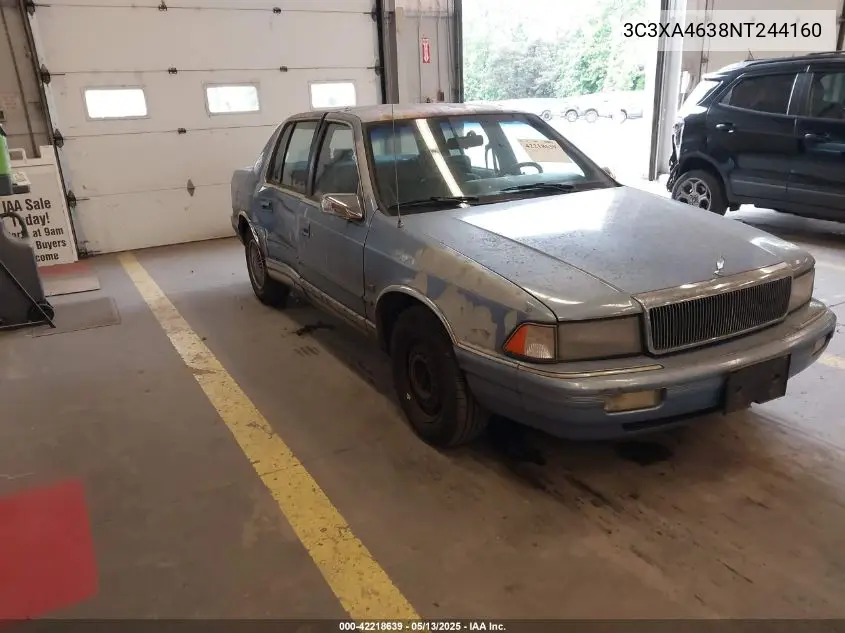 1992 Chrysler Lebaron A-Body VIN: 3C3XA4638NT244160 Lot: 42218639