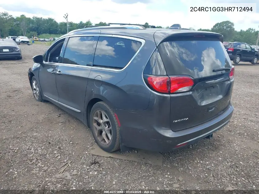 2017 Chrysler Pacifica Limited VIN: 2C4RC1GG3HR712494 Lot: 42773068