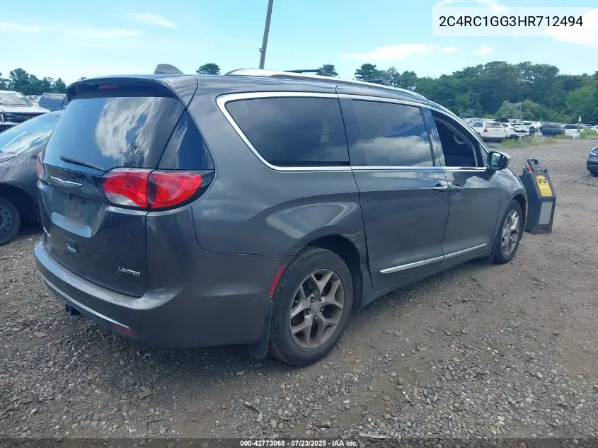 2017 Chrysler Pacifica Limited VIN: 2C4RC1GG3HR712494 Lot: 42773068