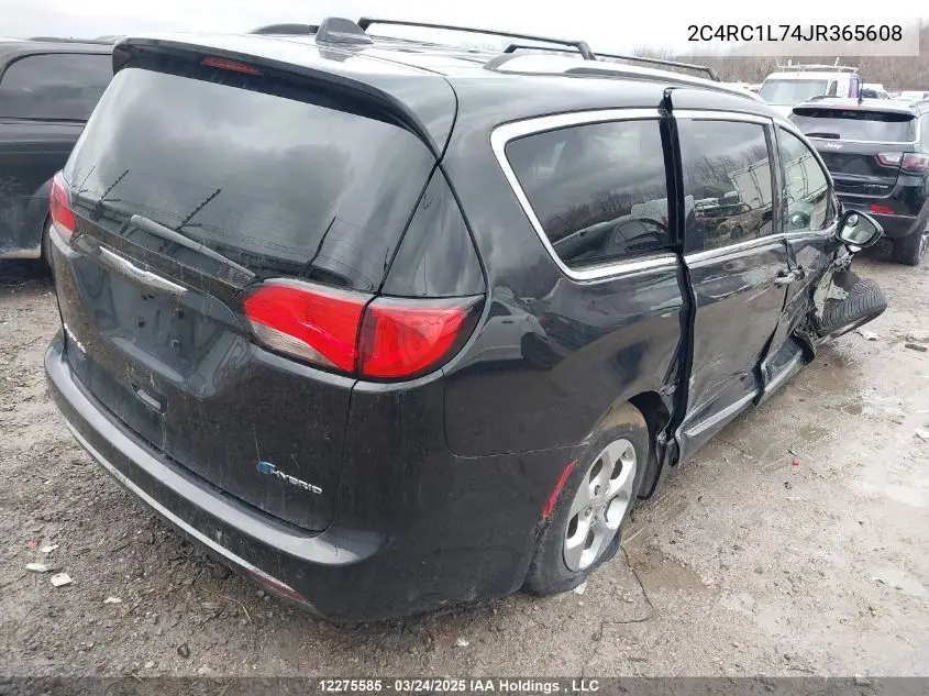 2018 Chrysler Pacifica Hybrid Touring-L VIN: 2C4RC1L74JR365608 Lot: 12275585