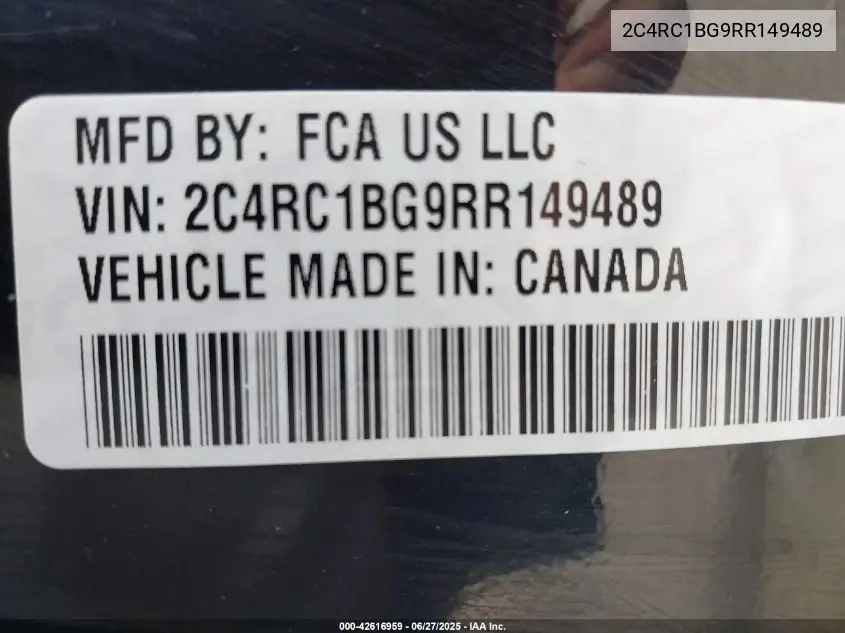 2024 Chrysler Pacifica Touring L VIN: 2C4RC1BG9RR149489 Lot: 42616959