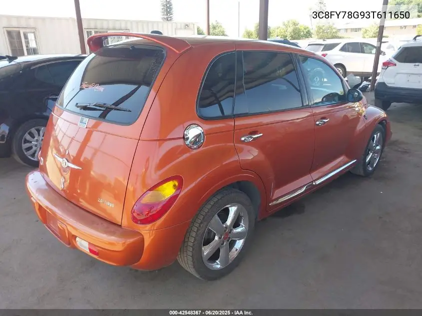 2003 Chrysler Pt Cruiser Gt VIN: 3C8FY78G93T611650 Lot: 42548367