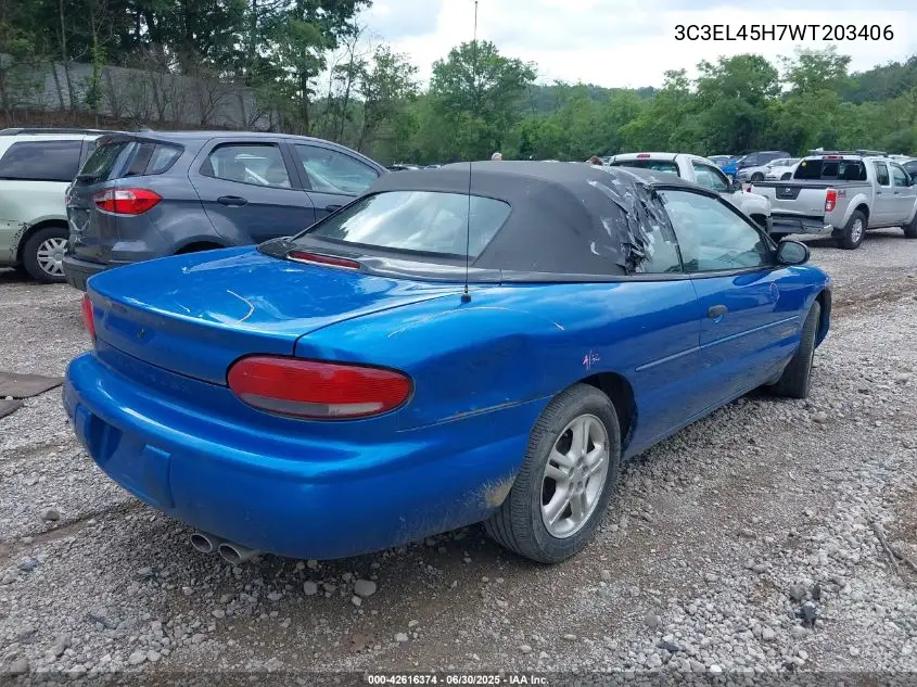 1998 Chrysler Sebring Jx VIN: 3C3EL45H7WT203406 Lot: 42616374