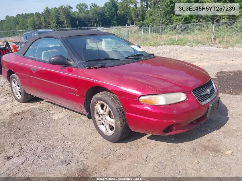 2000 Chrysler Sebring Jx VIN: 3C3EL45H5YT257239 Lot: 42556937