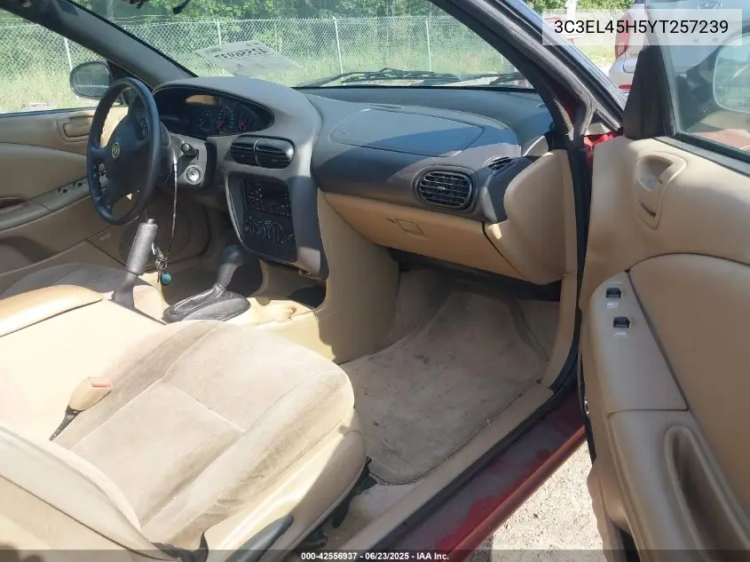 2000 Chrysler Sebring Jx VIN: 3C3EL45H5YT257239 Lot: 42556937